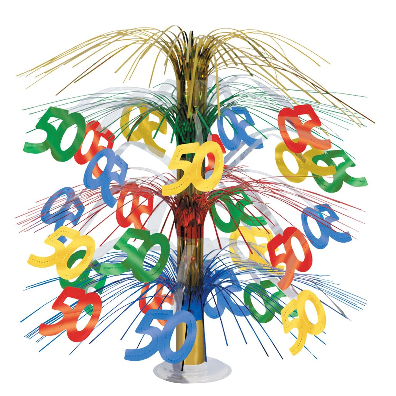 6 Pack Bulk 50th Birthday Party Cascade Centerpiece - multi-color